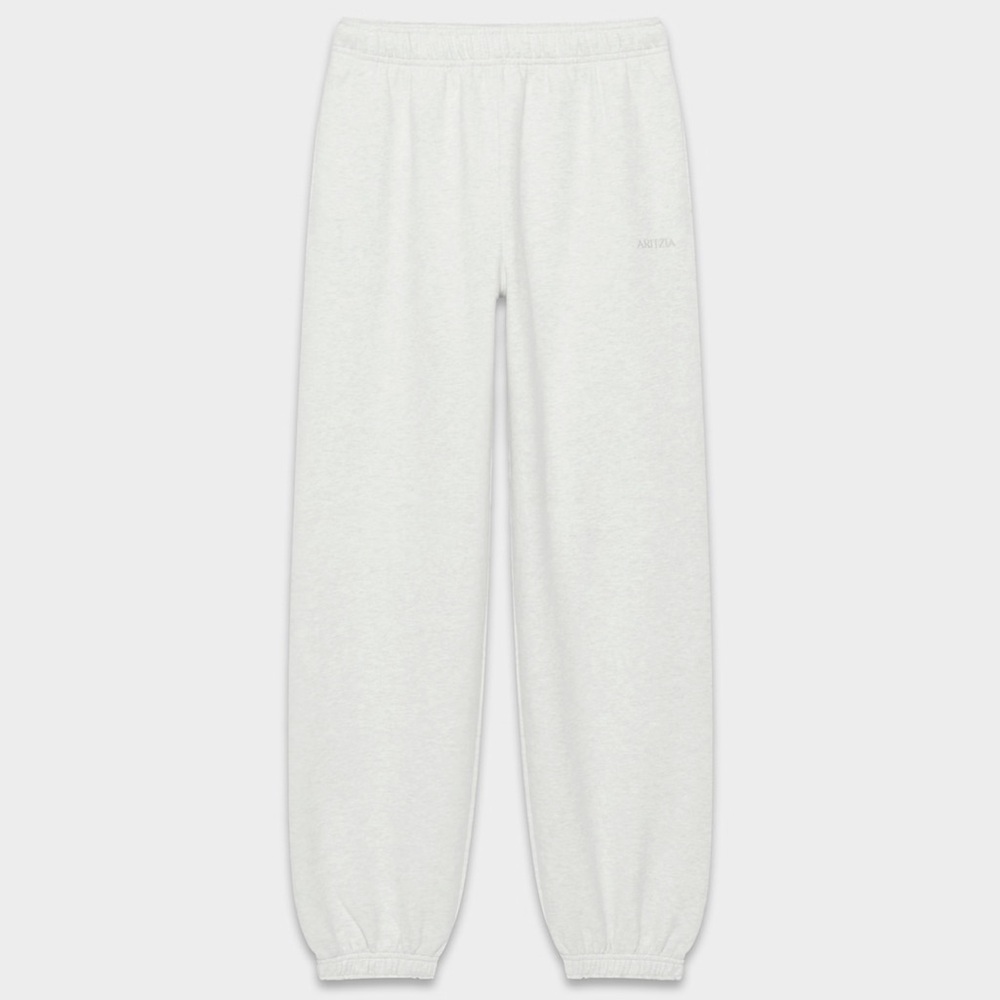 Aritzia TNA Sweat Fleece Cozy Fleece Perfect Fit Cloud Heather White Joggers